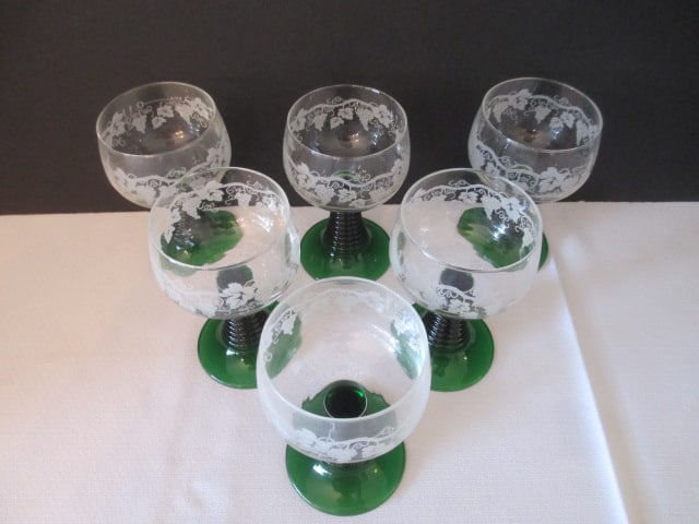 Six German "Roemer" Style Hock Wine Goblets - 2