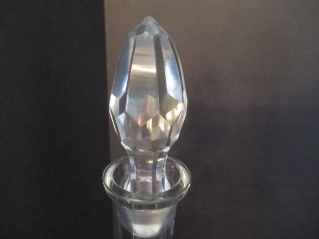 Engraved Decanter and Five Diamond Point High Ball Glasses - 3