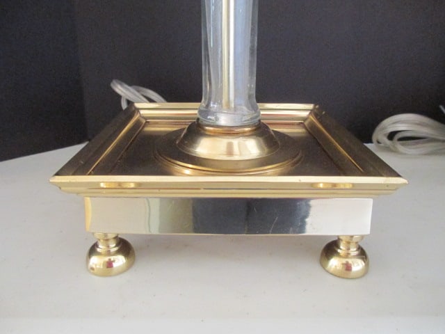 Pair of Brass and Glass Bamboo Buffet Lamps - 4