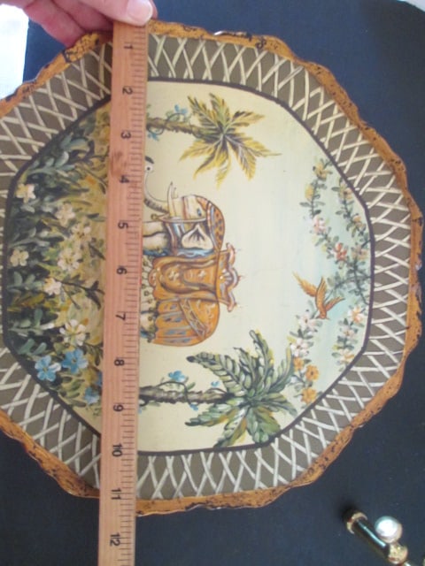 Handpainted "Coconut Safari" Charger with Brass Easel - 6