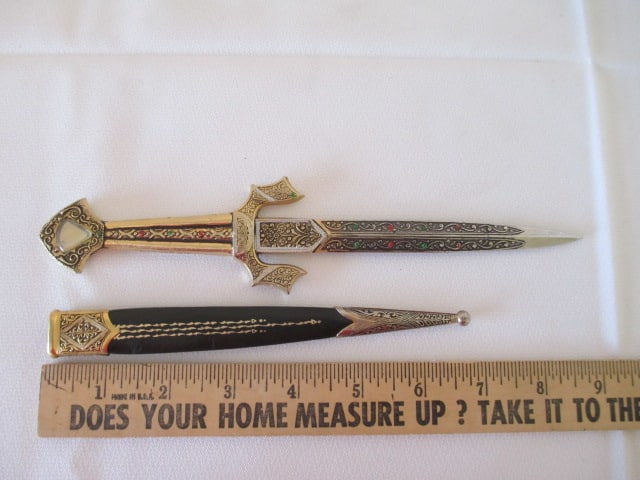 Decorative Spanish Dagger Letter Opener with Sheath - 6