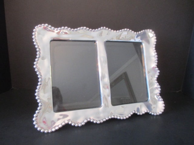 Mariposa Cast Aluminum Photo Frame: holds two 5 x 7 photos 