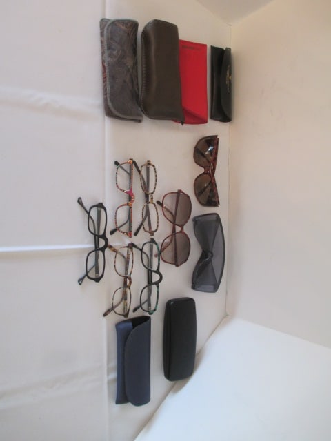 Grouping of Colorful Frame Readers, Bifocal Sunglasses and Glass Cases: . 