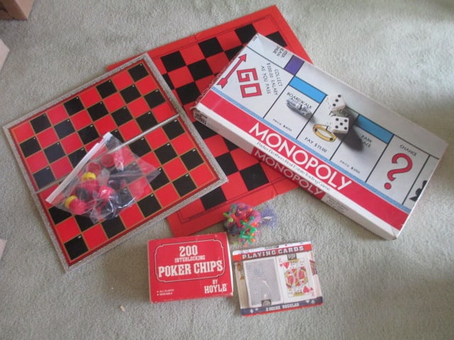 Playing Cards, Poker Chips, Checker Boards and 1974 Milton Bradley Monopoly Game (1 of 14)