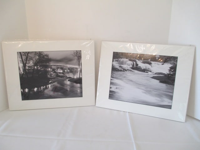 Two Foam Board Matted Greenville, SC Reedy River and Freedom Bridge Scenic South: Photography Photo Art Prints. 14" x 11" 