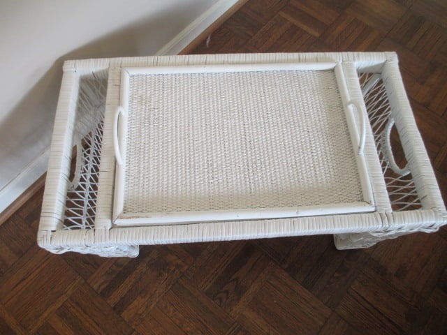 White Wicker Breakfast in Bed Tray - 2