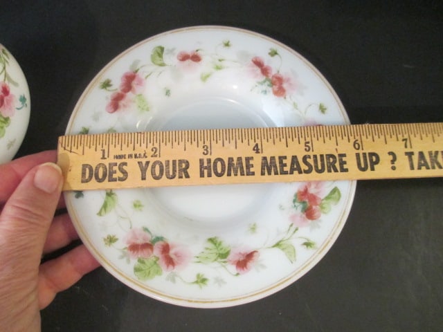 Vintage Handpainted Milk Glass Condiment/Jelly Dish with Underplate - 5