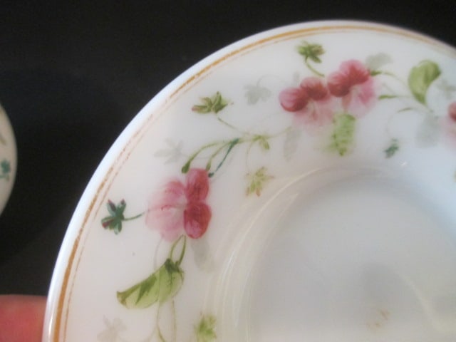 Vintage Handpainted Milk Glass Condiment/Jelly Dish with Underplate - 6
