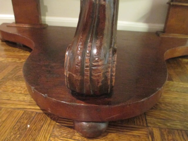 Antique Empire Style Demi Lune Foyer Table with Marble Top - 6