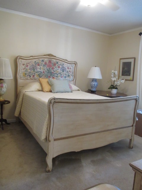 Handpainted Full Size Victorian Bed with Wood Rails (1 of 9)