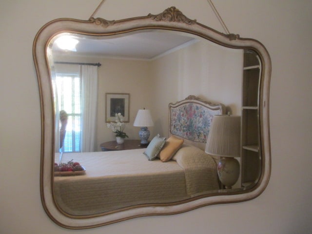 Handpainted Gold Gilt Victorian Beveled Mirror - 2