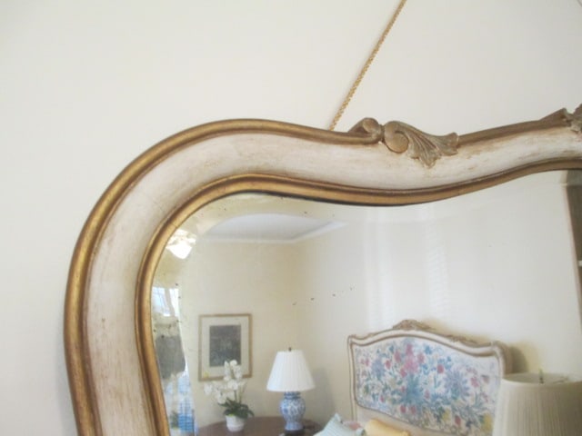 Handpainted Gold Gilt Victorian Beveled Mirror - 4