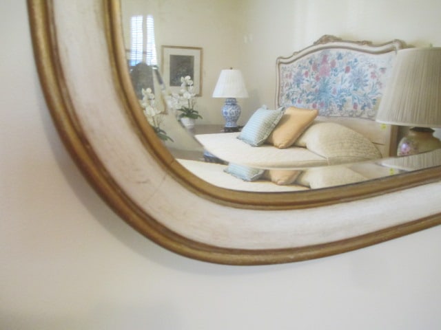 Handpainted Gold Gilt Victorian Beveled Mirror - 5