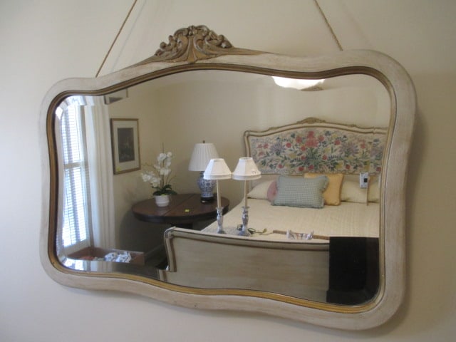 Handpainted Gold Gilt Victorian Beveled Mirror - 2