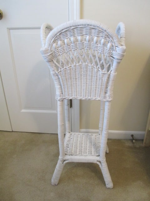 Vintage White Wicker Tiered Plant Stand: 13 1/2" x 12" x 32 1/2", Local Pickup Only