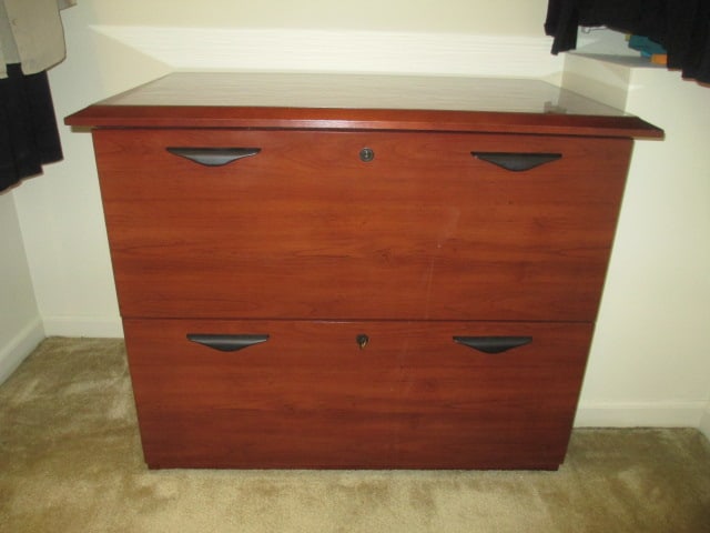 Cherry Finish 2 Drawer Locking Lateral File Cabinet (1 of 7)