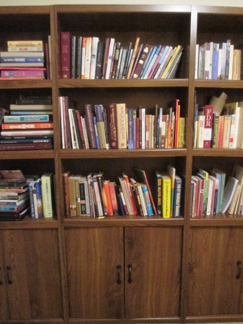 Walnut Woodgrain Finish Display Bookcase (1 of 4)