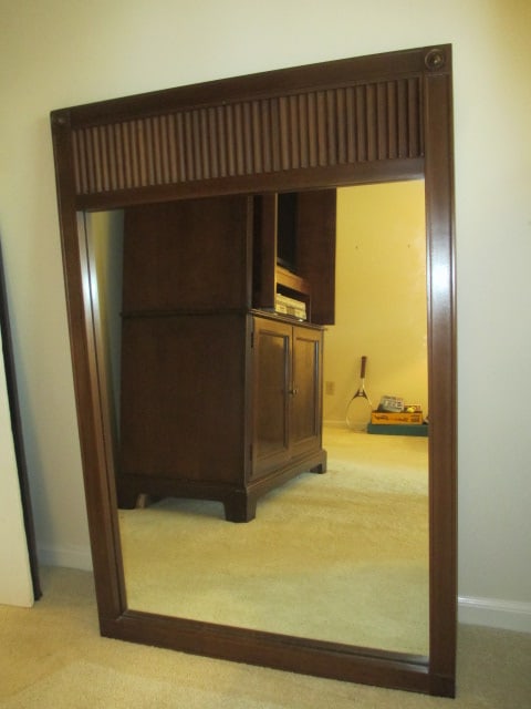 Midcentury Mahogany Frame Wall Mirror: 29" x 43", Local Pickup Only 