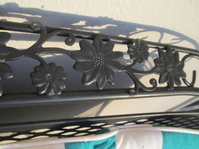 Black Metal Mesh Barrel Back Bench and Round Coffee Table - 10