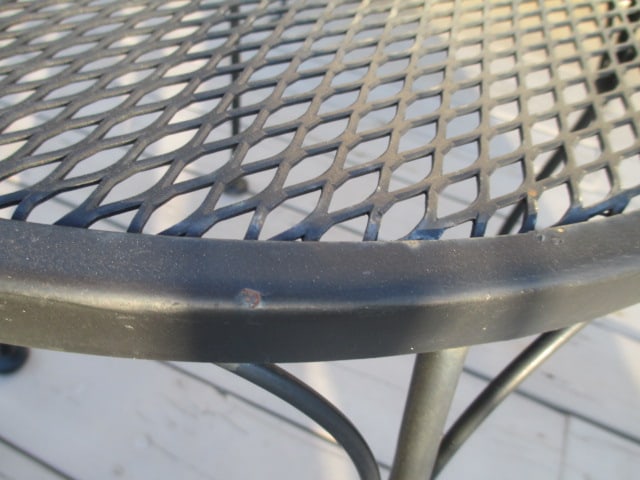 Black Metal Mesh Barrel Back Bench and Round Coffee Table - 5