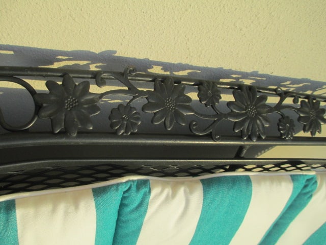 Black Metal Mesh Barrel Back Bench and Round Coffee Table - 9