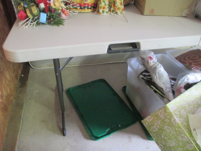 6' Lifetime Folding Table: table folds in half and has folding legs, Local Pickup Only