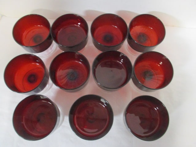 Set of 11 Vintage Luminarc "Cavalier" Ruby Red Short-Stemmed Champagne - 2