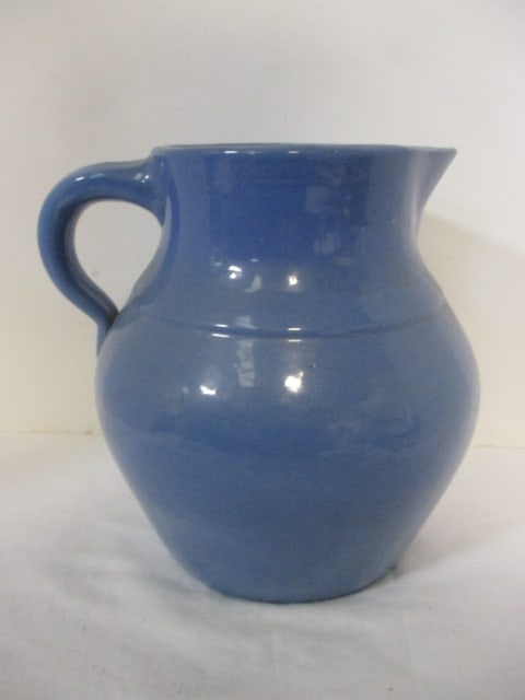 Vintage Blue Glazed Stoneware Pottery Pitcher (1 of 5)