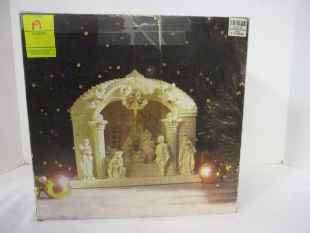 Holiday by Kirklands "Nativity Scene" Lighted Bisque Sculpture in Original Box: .