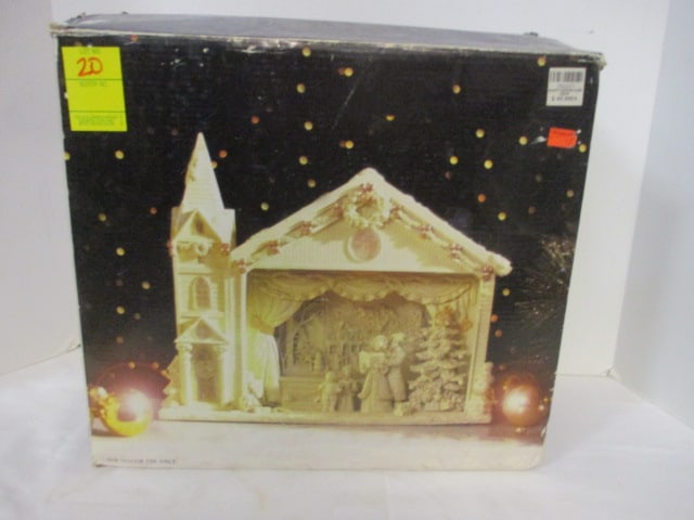 Holiday by Kirklands "Church Carolers" Lighted Bisque Sculpture in Original Box: .