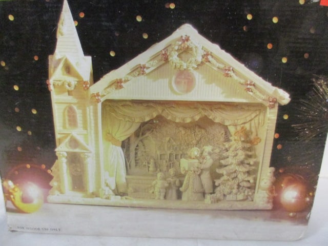 Holiday by Kirklands "Church Carolers" Lighted Bisque Sculpture in Original Box - 2