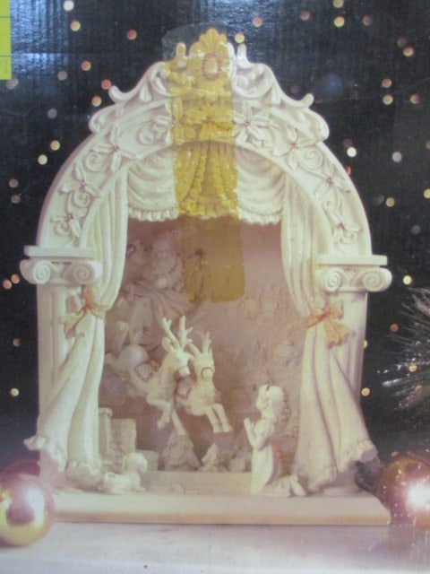 Holiday by Kirklands "Girl and Santa's Sleigh" Lighted Bisque Sculpture in Original Box - 2