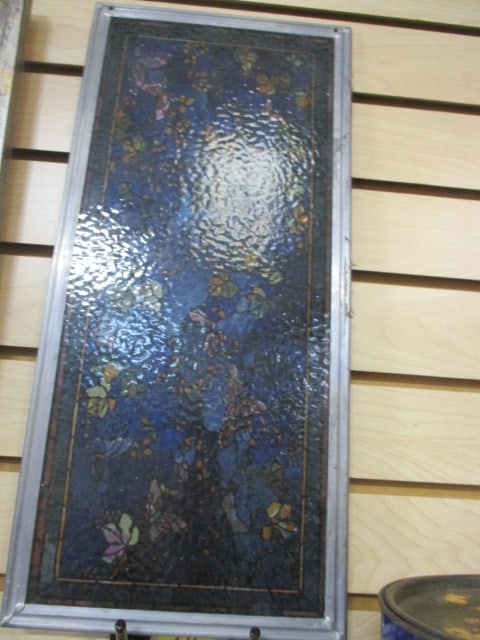 Small Textured Stain Glass Panel with Metal Frame: 9" x 20" 