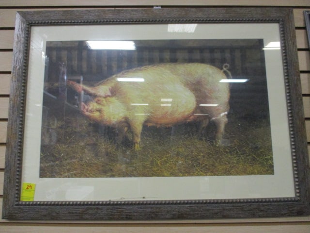 Framed and Matted "Portrait of Pig" Print by Jamie Wyeth (1 of 4)