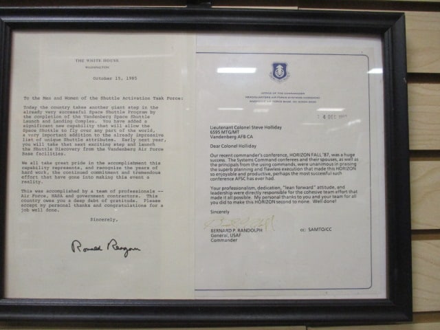 Vintage Framed Military Letters Signed "Ronald Reagan" and "Bernard P, Randolph": . 