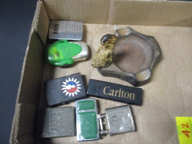 Lot of Vintage Metal Ashtray and Lighters: see pictures and preview for selection and condition 