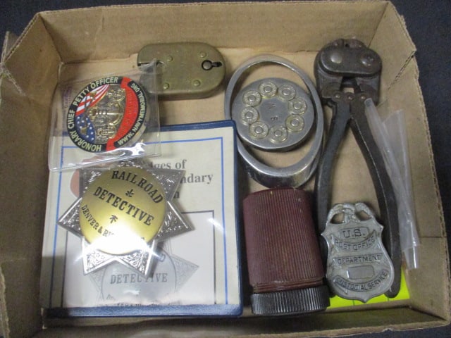 Vintage Men's Lot - Railroad Detective Badge, US Post Office Badge, (1 of 8)