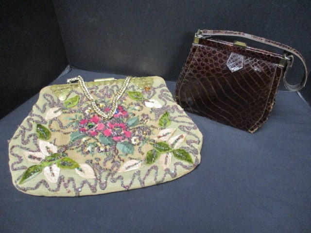 Vintage Hand-Beaded Purse and Vintage Leather Purse (1 of 9)