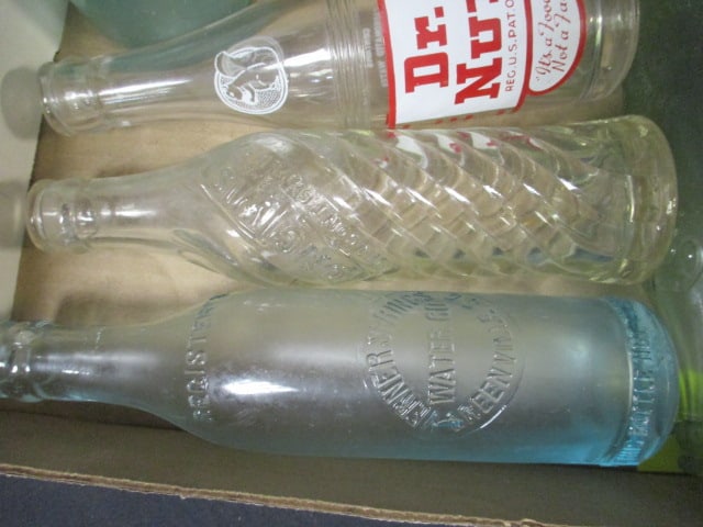 Lot of 5 Vintage Clear and Blue/Green Glass Bottles - 2