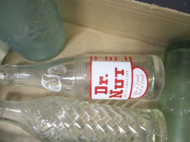 Lot of 5 Vintage Clear and Blue/Green Glass Bottles - 3