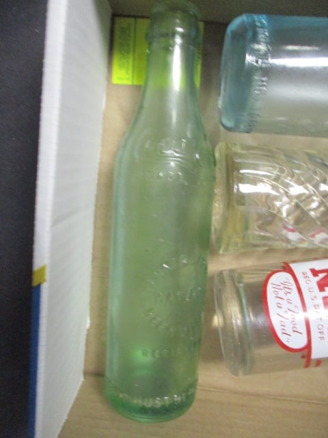 Lot of 5 Vintage Clear and Blue/Green Glass Bottles - 4