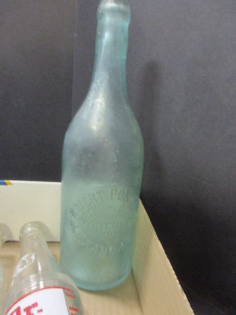 Lot of 5 Vintage Clear and Blue/Green Glass Bottles - 5