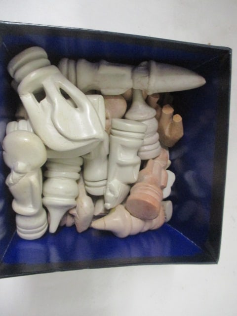 Lot of Vintage Stone Chess Pieces: see pictures and preview for selection and condition 
