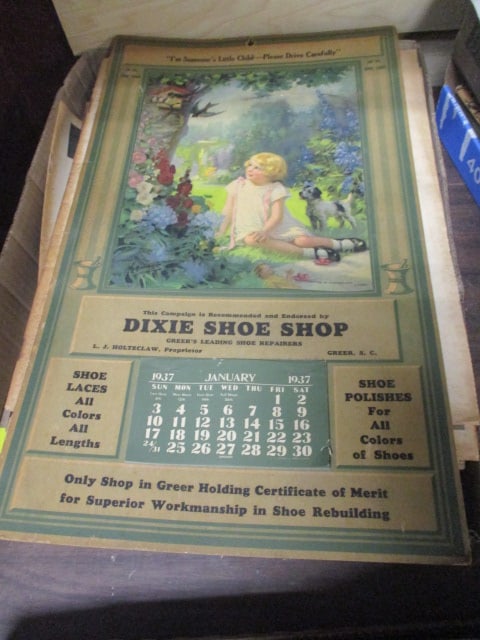 Lot of Vintage 1960s "New York Times" Magazines and Book Reviews and: 1937 "Dixie Shoe Shop" Advertising Wall Calendar 