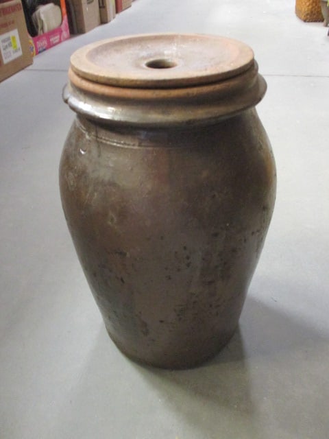 Antique Stoneware Pottery Butter Churn Crock (1 of 3)