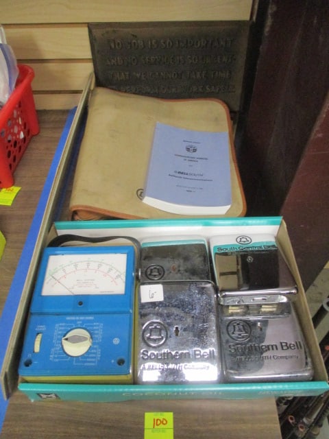 Vintage Telephone Company Lot - Southern Bell Signs, Wall Mounts, Bell South: Union Agreement, Notebook, etc., see pictures and preview for selection and condition 