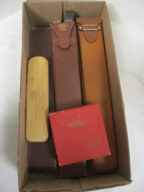 Lot of Vintage Drafting Tools, Slide Rulers, Chronus, and Wood Pen in Case: see pictures and preview for selection and condition 