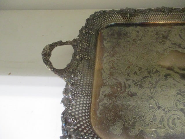 Vintage Arthur Price Victorian Pierced Edge Silverplate Serving Tray - 2