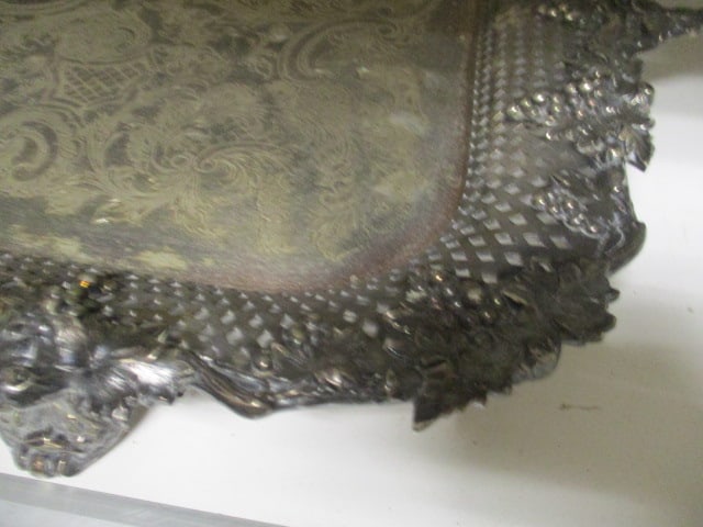 Vintage Arthur Price Victorian Pierced Edge Silverplate Serving Tray - 4