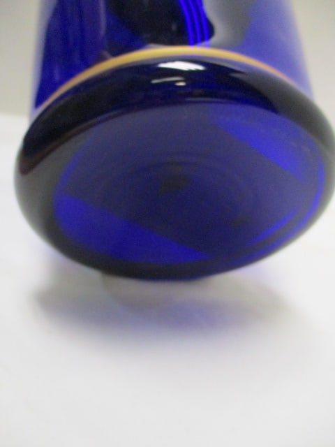 Nello Gigli Venetian Blown Cobalt Blue Glass, Gold Gilt with Raised Floral - 5
